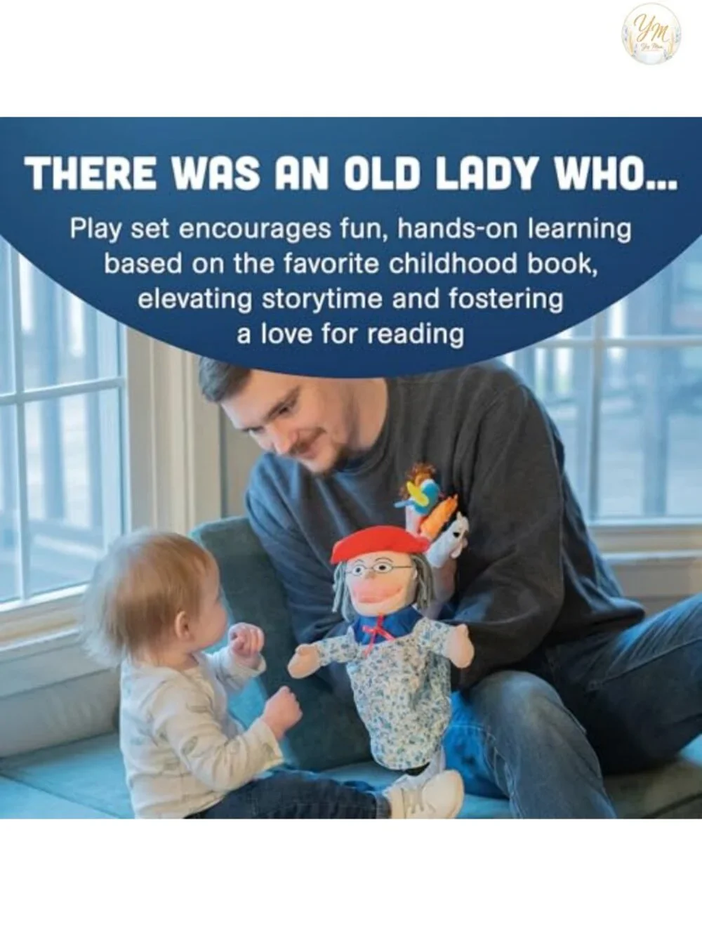 Finger Puppet Set with Plush Old Lady Doll Storytelling Props for Kids